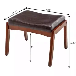 Brown Faux Leather Natasha Ottoman Stool