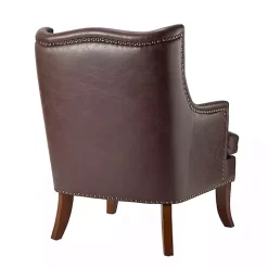 Brown Faux Leather Ophelia Accent Chair