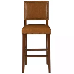 Brown Faux Leather Square Classic Bar Stool