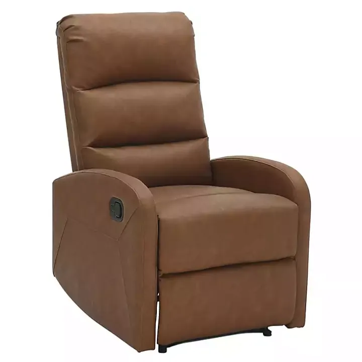 Brown Faux Leather Upholstered Slim Recliner