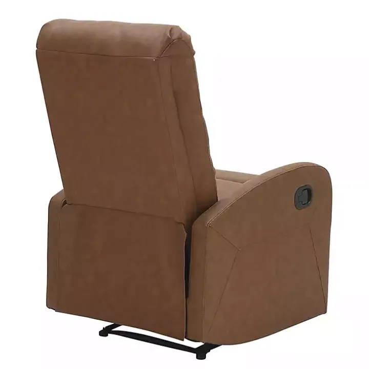 Brown Faux Leather Upholstered Slim Recliner