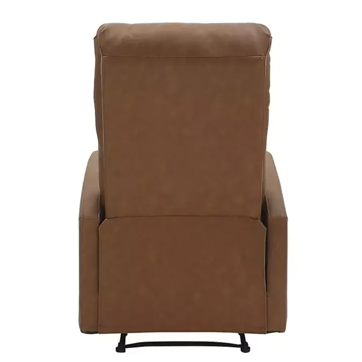 Brown Faux Leather Upholstered Slim Recliner