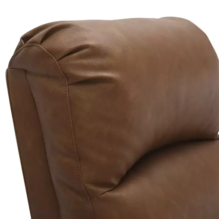 Brown Faux Leather Upholstered Slim Recliner