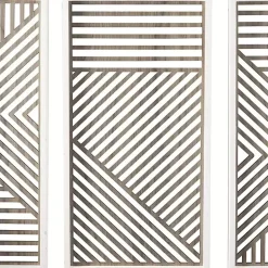 Brown Geometric Wood Panel Wall Plaques, Set of 3