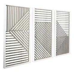 Brown Geometric Wood Panel Wall Plaques, Set of 3