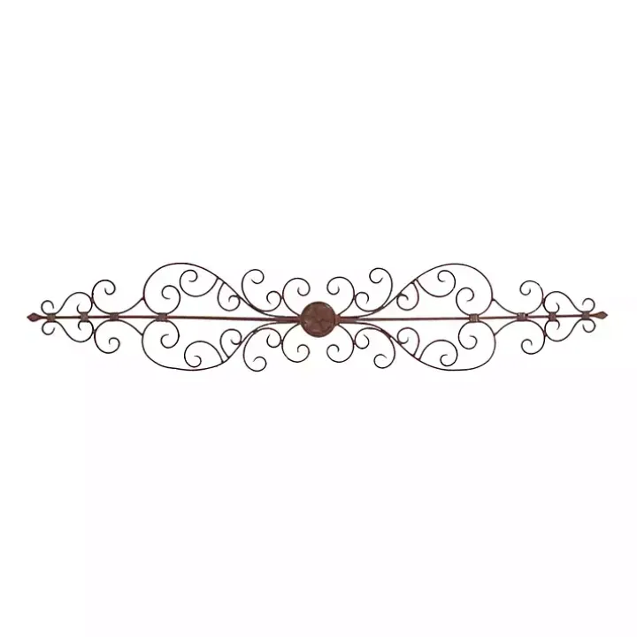 Brown Metal Scroll Panel Wall Plaque
