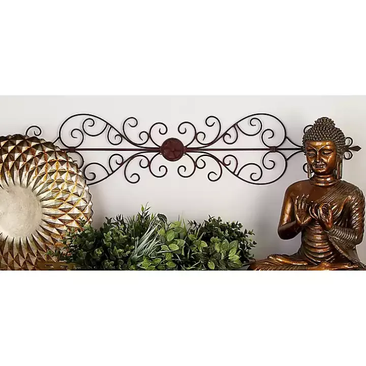 Brown Metal Scroll Panel Wall Plaque