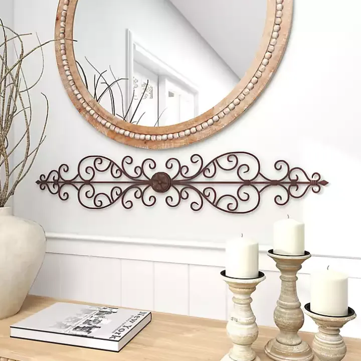 Brown Metal Scroll Panel Wall Plaque