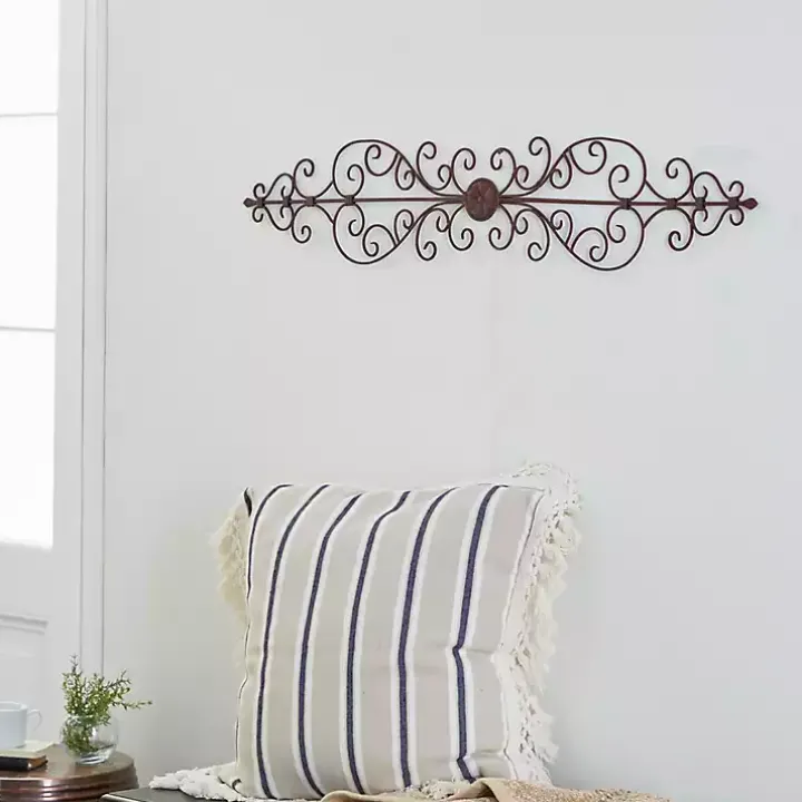 Brown Metal Scroll Panel Wall Plaque