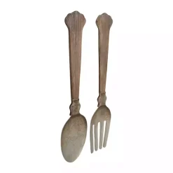 Brown Metal Utensils Wall Plaques, Set of 2