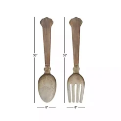 Brown Metal Utensils Wall Plaques, Set of 2