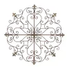Brown Patina Metal Floral Crest Wall Plaque