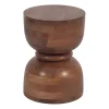 Brown Polished Wood Hourglass Accent Table
