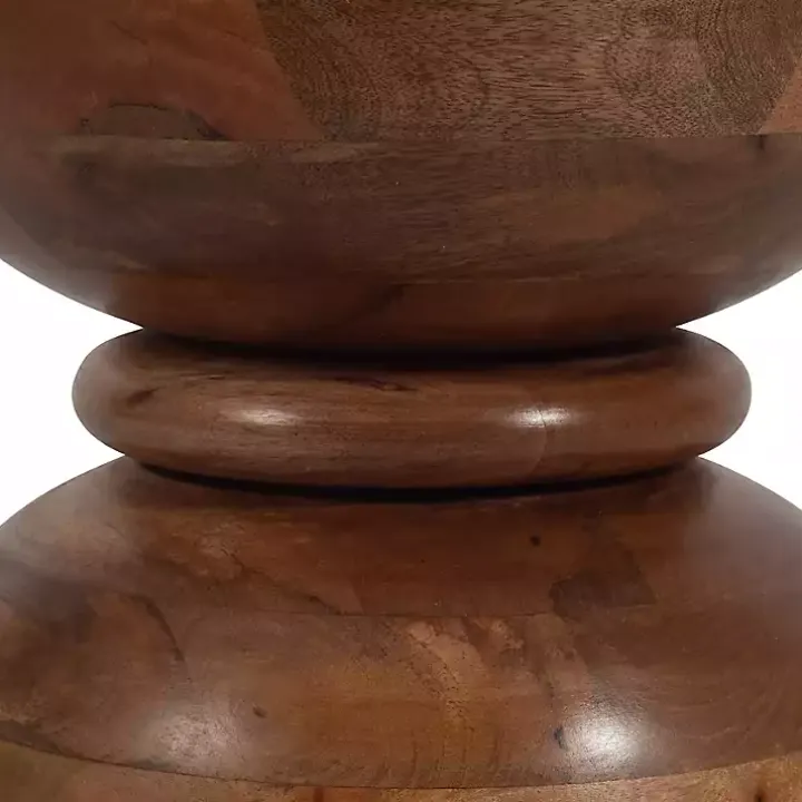 Brown Polished Wood Hourglass Accent Table