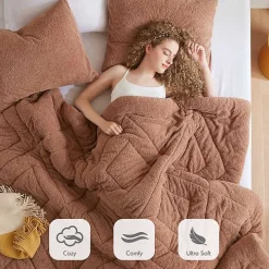 Brown Quilted Teddy 2-pc. Twin Comforter Set