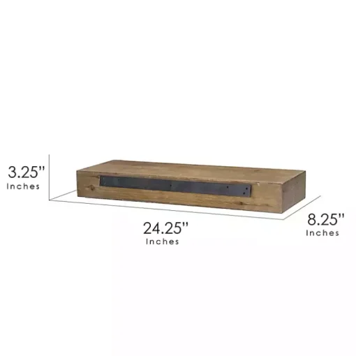 Brown Rustic Floating Wooden Shelf