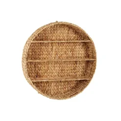 Brown Sea Grass Woven Round Wall Shelf