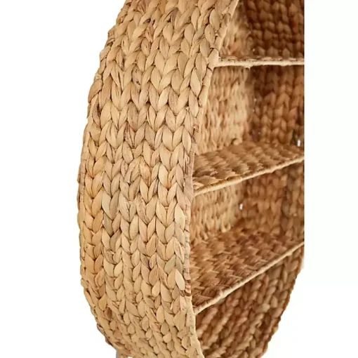Brown Sea Grass Woven Round Wall Shelf