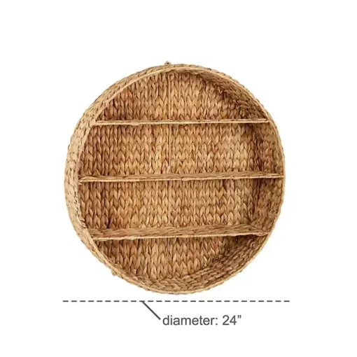 Brown Sea Grass Woven Round Wall Shelf