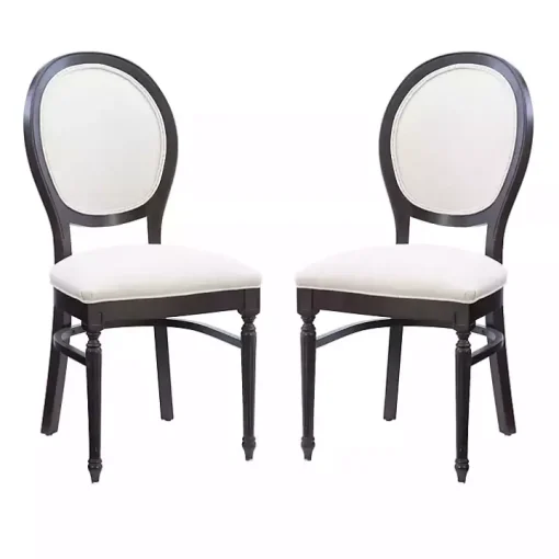 Brown Upholstered Oval Dining Chairs, Set of 2