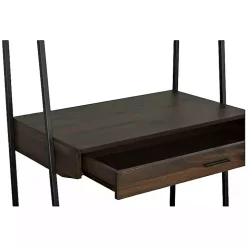 Brown Wood & Black Metal 2-Shelf Desk