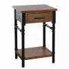 Brown Wood and Black Metal Ruth Accent Table
