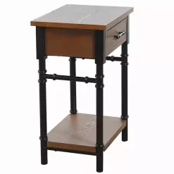 Brown Wood and Black Metal Ruth Accent Table