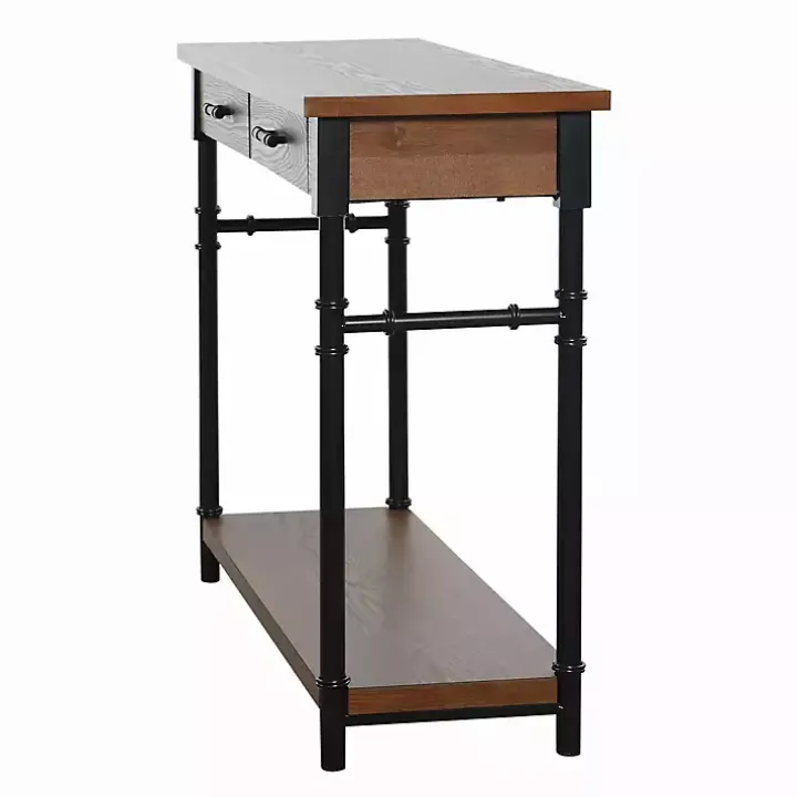 Brown Wood and Black Metal Ruth Console Table