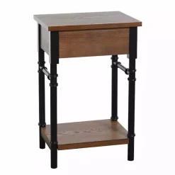 Brown Wood and Black Metal Ruth Accent Table