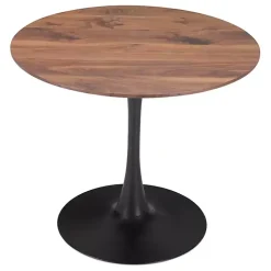 Brown Wood and Black Metal Bistro Dining Table