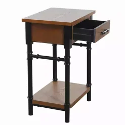 Brown Wood and Black Metal Ruth Accent Table