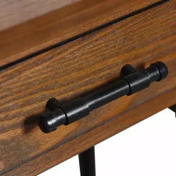 Brown Wood and Black Metal Ruth Accent Table