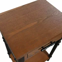 Brown Wood and Black Metal Ruth Accent Table