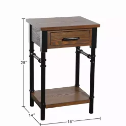 Brown Wood and Black Metal Ruth Accent Table