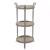 Brown Wood and Gray Metal 3-Tier Side Table