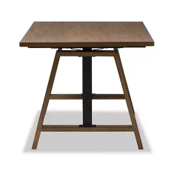Brown Wood and Metal Linear Base Desk