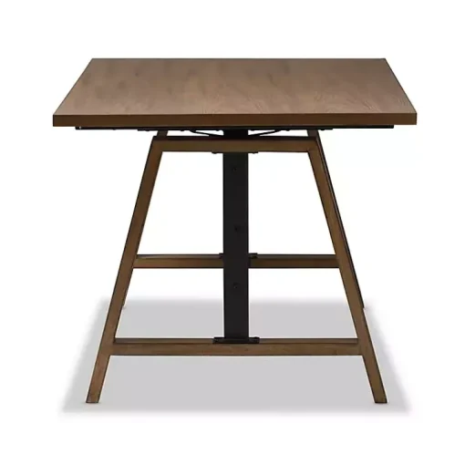 Brown Wood and Metal Linear Base Desk