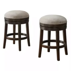 Brown Wood Backless Swivel 2-pc. Counter Stool Set
