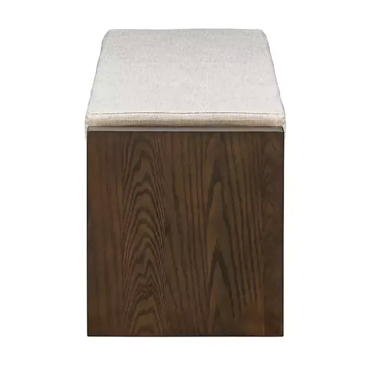 Brown Wood Bench with Cushion