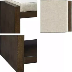 Brown Wood Bench with Cushion