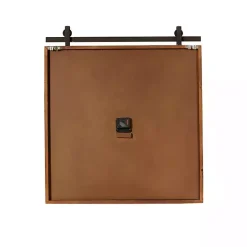 Brown Wood Black Metal Accent Square Wall Clock