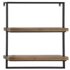 Brown Wood Black Metal Frame Wall Shelves