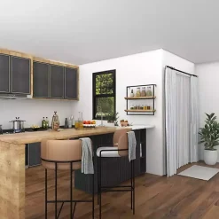 Brown Wood Black Metal Frame Wall Shelves