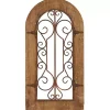 Brown Wood Black Metal Scrollwork Wall Plaque