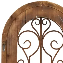 Brown Wood Black Metal Scrollwork Wall Plaque