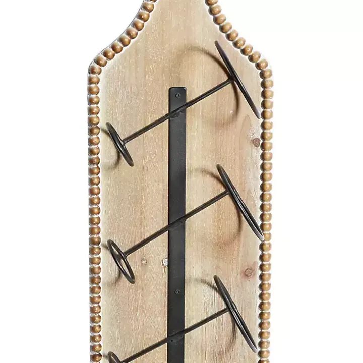 Brown Wood Bottle Frame Metal Bracket Wine Holder