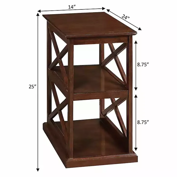 Brown Wood Double X Sides Accent Table
