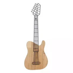 Brown Wood Electric Guitar Wall Plaque
