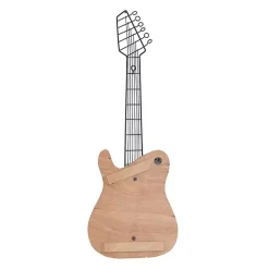 Brown Wood Electric Guitar Wall Plaque
