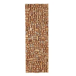 Brown Wood Geometric Block Wall Plaque, 16x48 in.